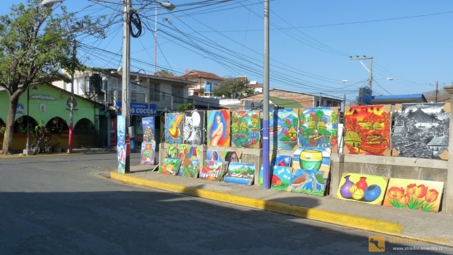 Nikaragua, San Juan del Sur. Pouliční galerie.